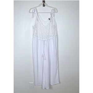 Torrid Beach Coverup White Lace Top Wide Leg Tie Strap Sleeveless Size Torrid‎ 1